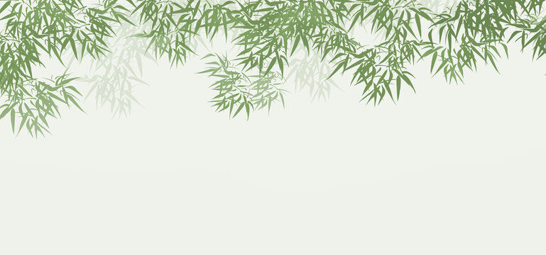 水墨綠竹葉
