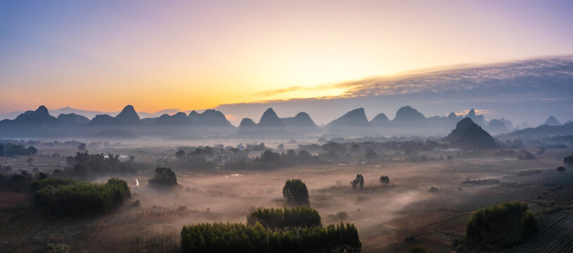 广西钟山乡村美景全景航拍大图