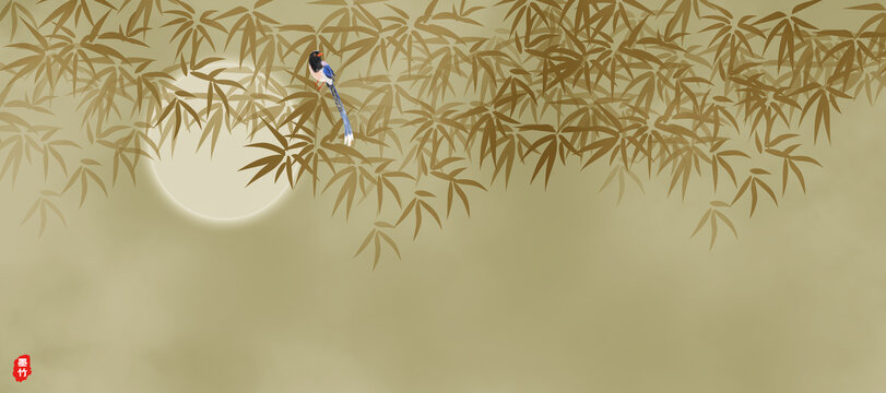 水墨竹葉