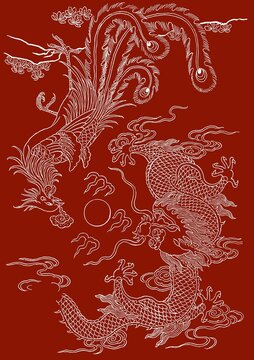 中国传统苏绣图案龙凤
