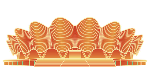 西安奥体中心矢量插画元素