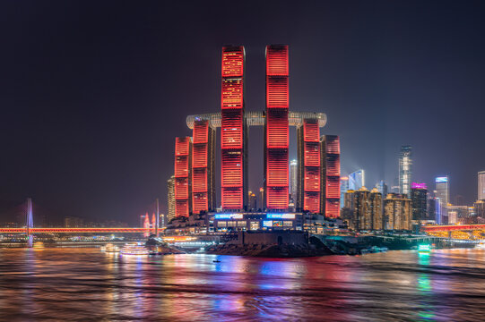 重庆新地标来福士夜景风光