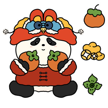 卡通熊貓柿柿如意