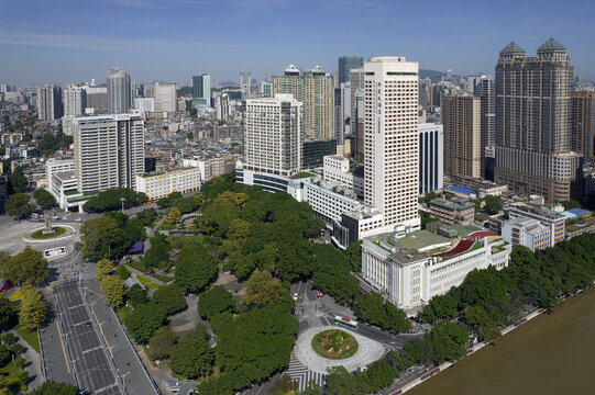 广州航拍海珠广场城市建筑风光