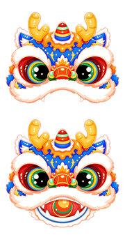 國潮新年春節(jié)藍色生肖龍頭元素
