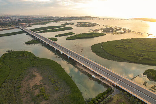 厦门航拍下潭尾湿地公园