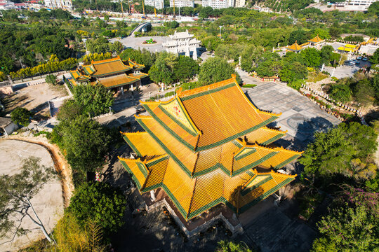 厦门航拍梅山寺建筑景观