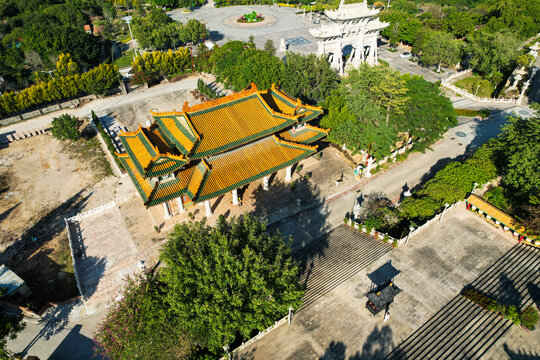 厦门航拍梅山寺建筑景观