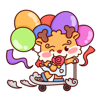 2024龍年月歷插畫滑板