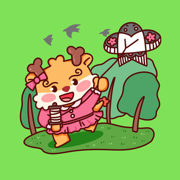 2024龍年月歷插畫4月