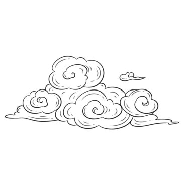 手繪國潮風祥云線稿