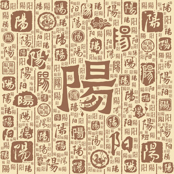 阳字书法文字背景底纹