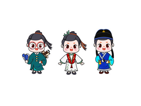 古裝小孩兒童插畫可愛卡通