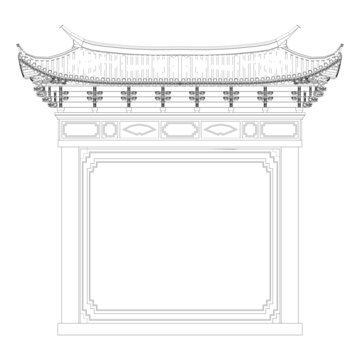 照壁正立面線稿
