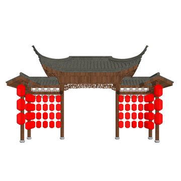 仿古龍門架立面效果