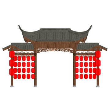 仿古龍門架正立面效果