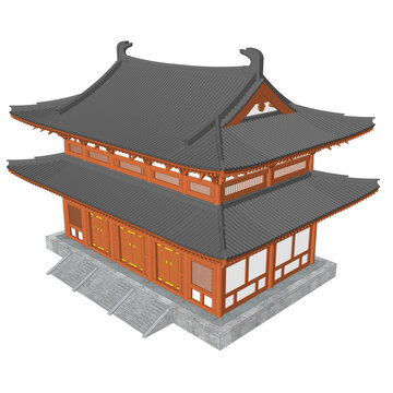 重檐歇山大殿鳥瞰效果