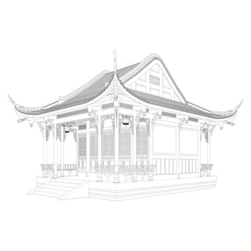 土地廟軸測線稿