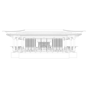 茶室立面線稿