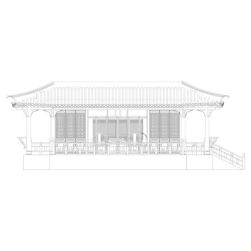 茶室正立面線稿