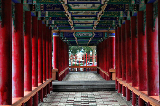 中式建筑走廊连廊