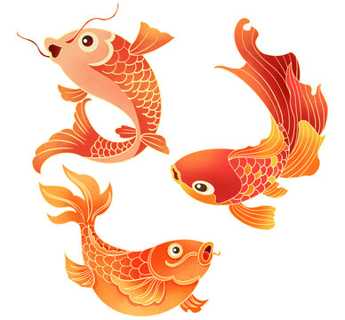簡約創(chuàng)意國風(fēng)錦鯉元素插畫