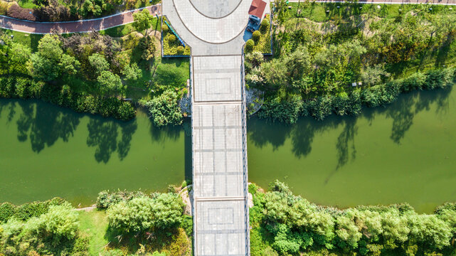 江苏太仓江滩湿地公园航拍景观