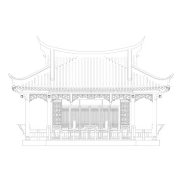 茶室正立面線稿