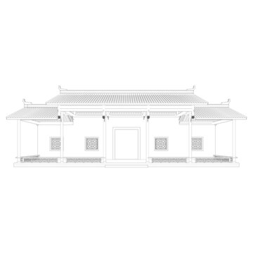 長(zhǎng)方亭立面線(xiàn)稿