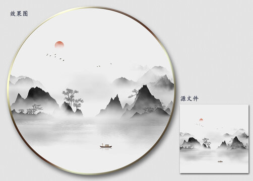 極簡禪意新中式水墨畫
