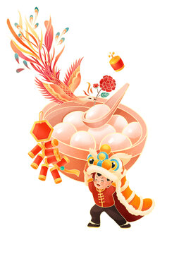 元宵節(jié)場景插畫