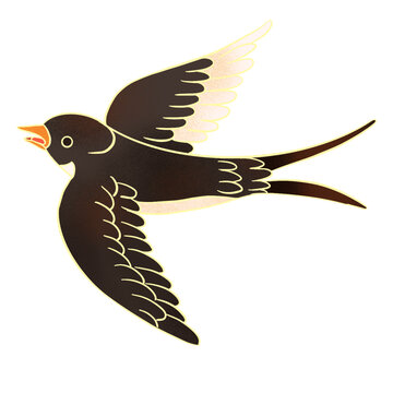 簡約燕子鳥手繪插畫