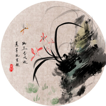 手繪國畫蘭花裝飾畫