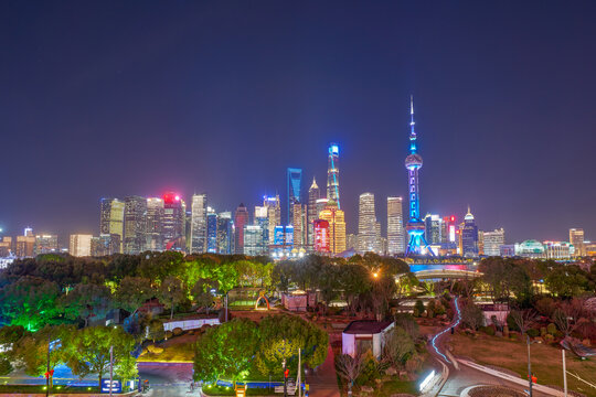 上海虹口滨江夜景