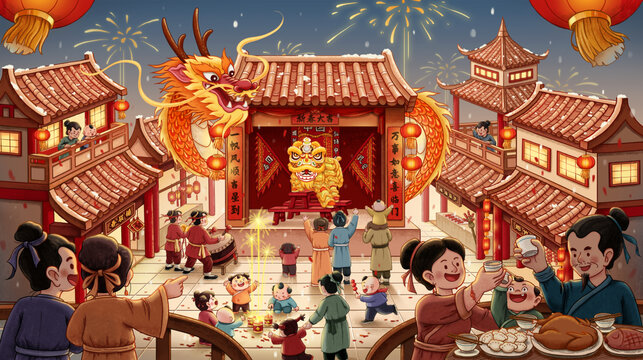 新春贺岁图新年插画