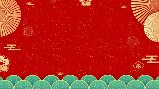 國潮風(fēng)喜慶新年紅色背景