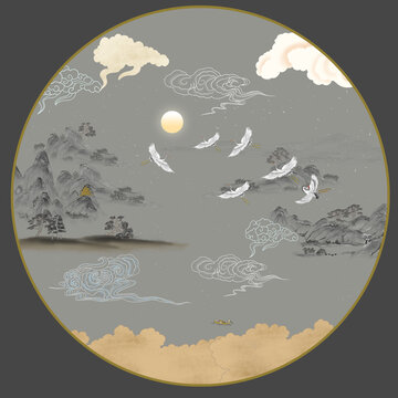 古典圓形山水