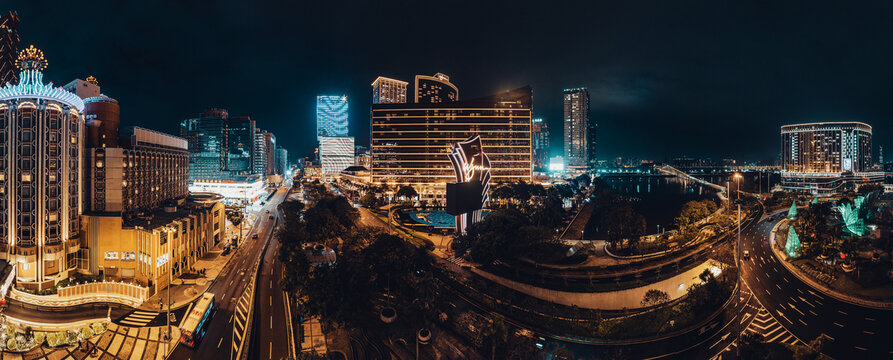 澳门大堂区永利夜景全景