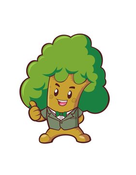 卡通可愛大樹矢量圖