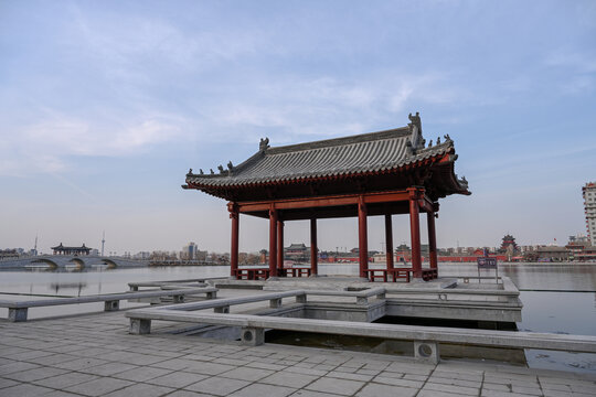 中国开封包公湖开封府建筑风景