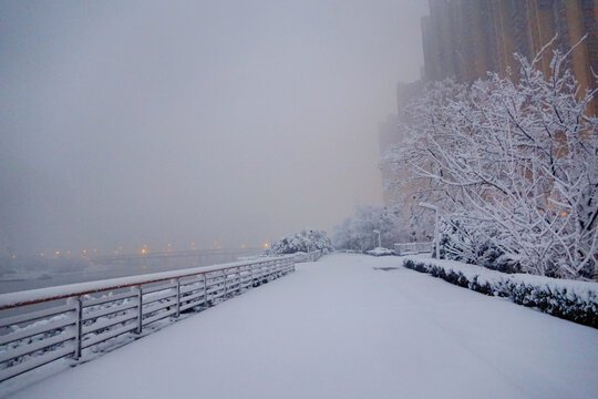 长沙北辰三角洲的雪景