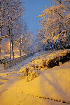 长沙北辰三角洲的雪景