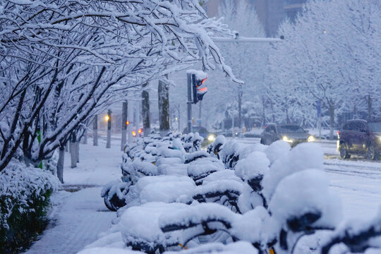 长沙北辰三角洲的雪景