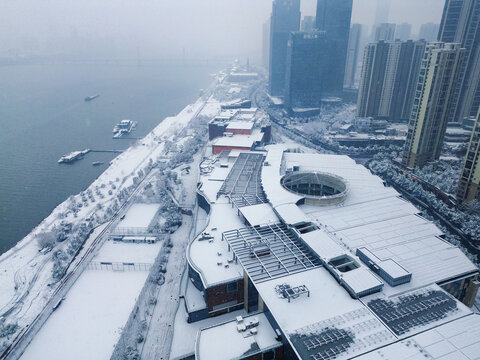 长沙渔人码头的雪景