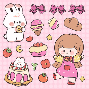 小女孩甜品貼紙