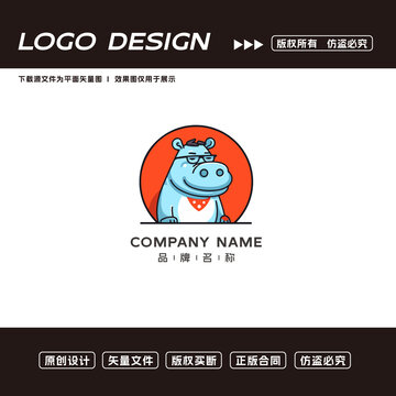 卡通河马logo标志