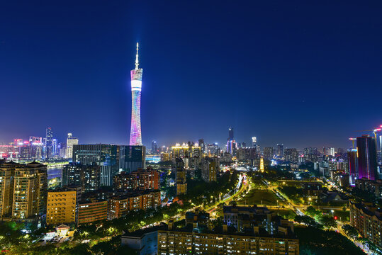 广州城市建筑夜景风光