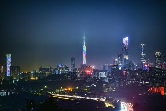 广州城市建筑夜景风光