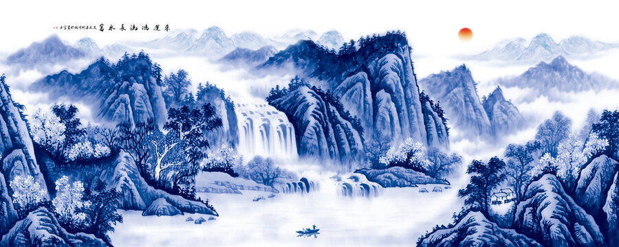 青花瓷山水畫