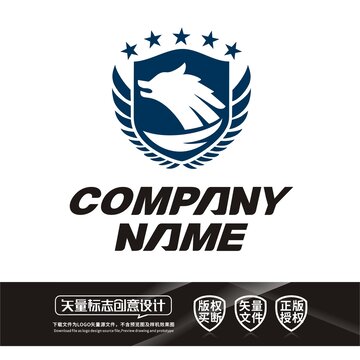 狼头盾牌俱乐部LOGO标志